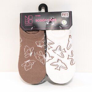 No Boundaries 10 Pairs Scoop Liner Socks Pattern Birds Butterflies Floral Stripe